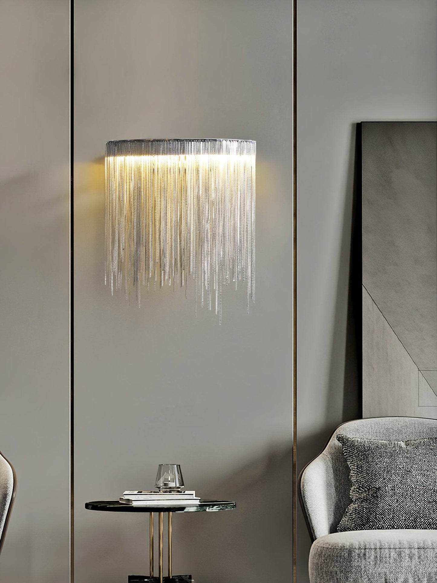 Cadena Tassel Wall Lamp with LED, Gold & Chrome Finish
