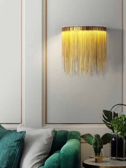 Cadena Tassel Wall Lamp with LED, Gold & Chrome Finish