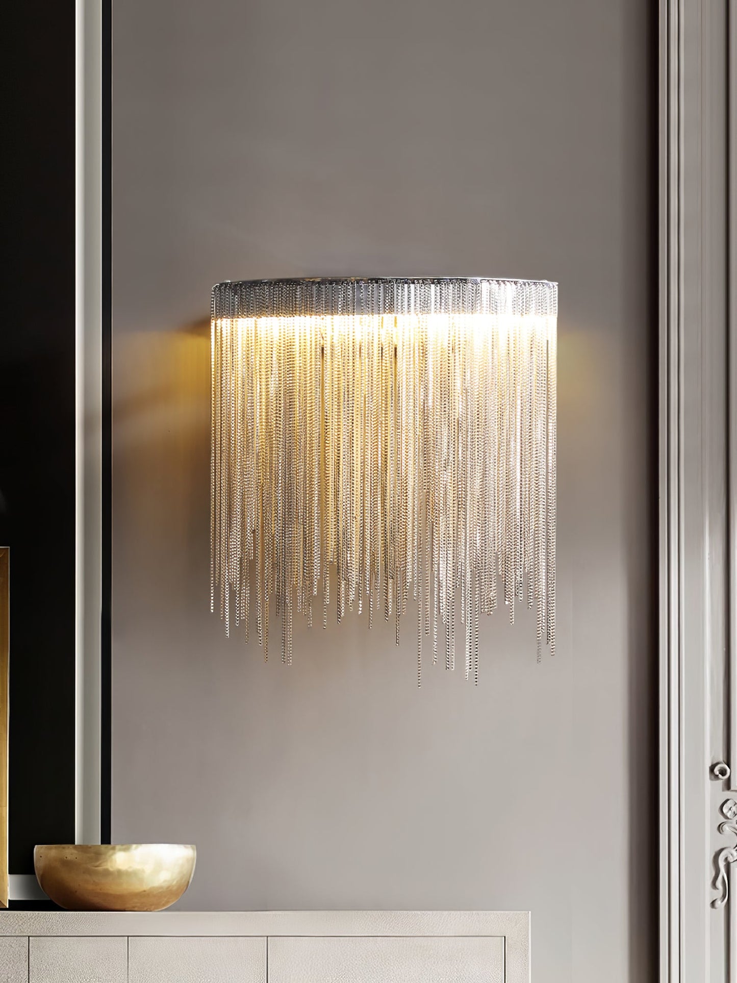 Cadena Tassel Wall Lamp with LED, Gold & Chrome Finish