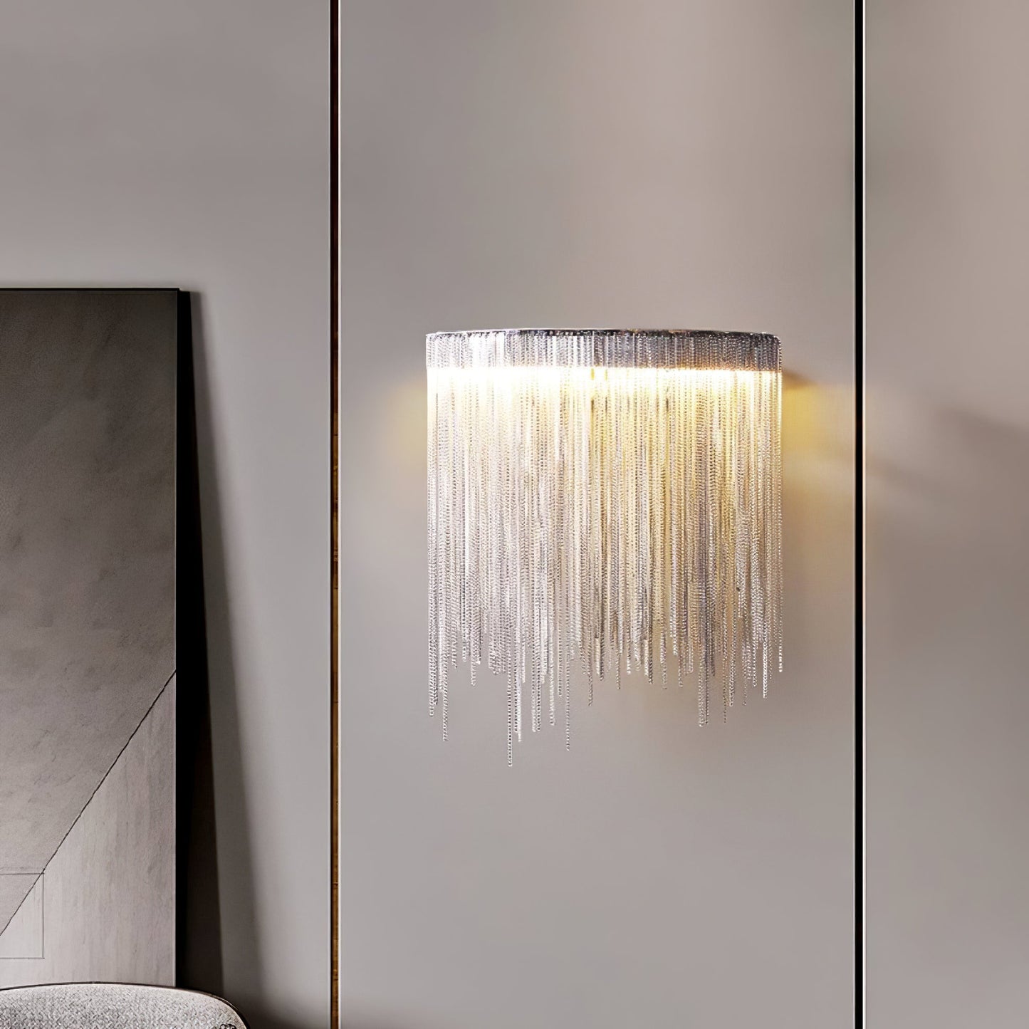 Cadena Tassel Wall Lamp with LED, Gold & Chrome Finish