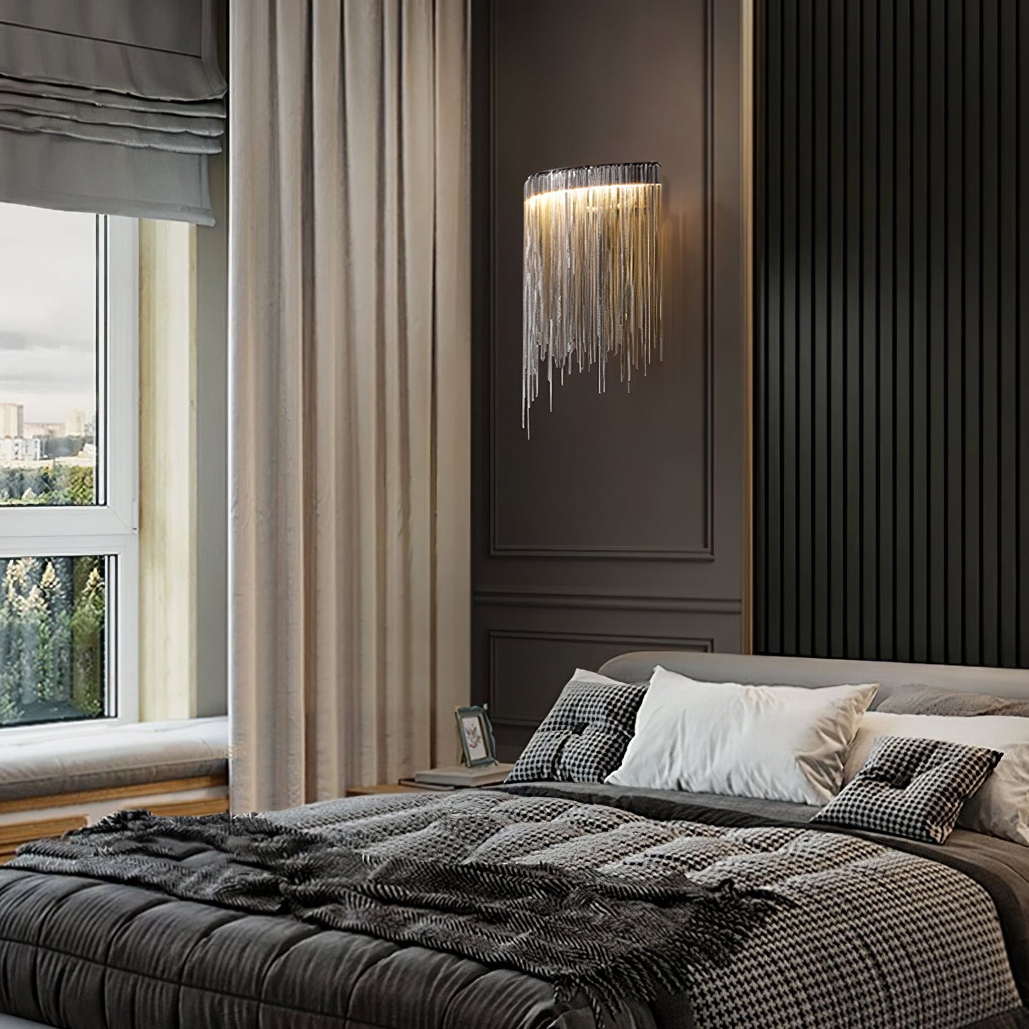Cadena Tassel Wall Lamp with LED, Gold & Chrome Finish