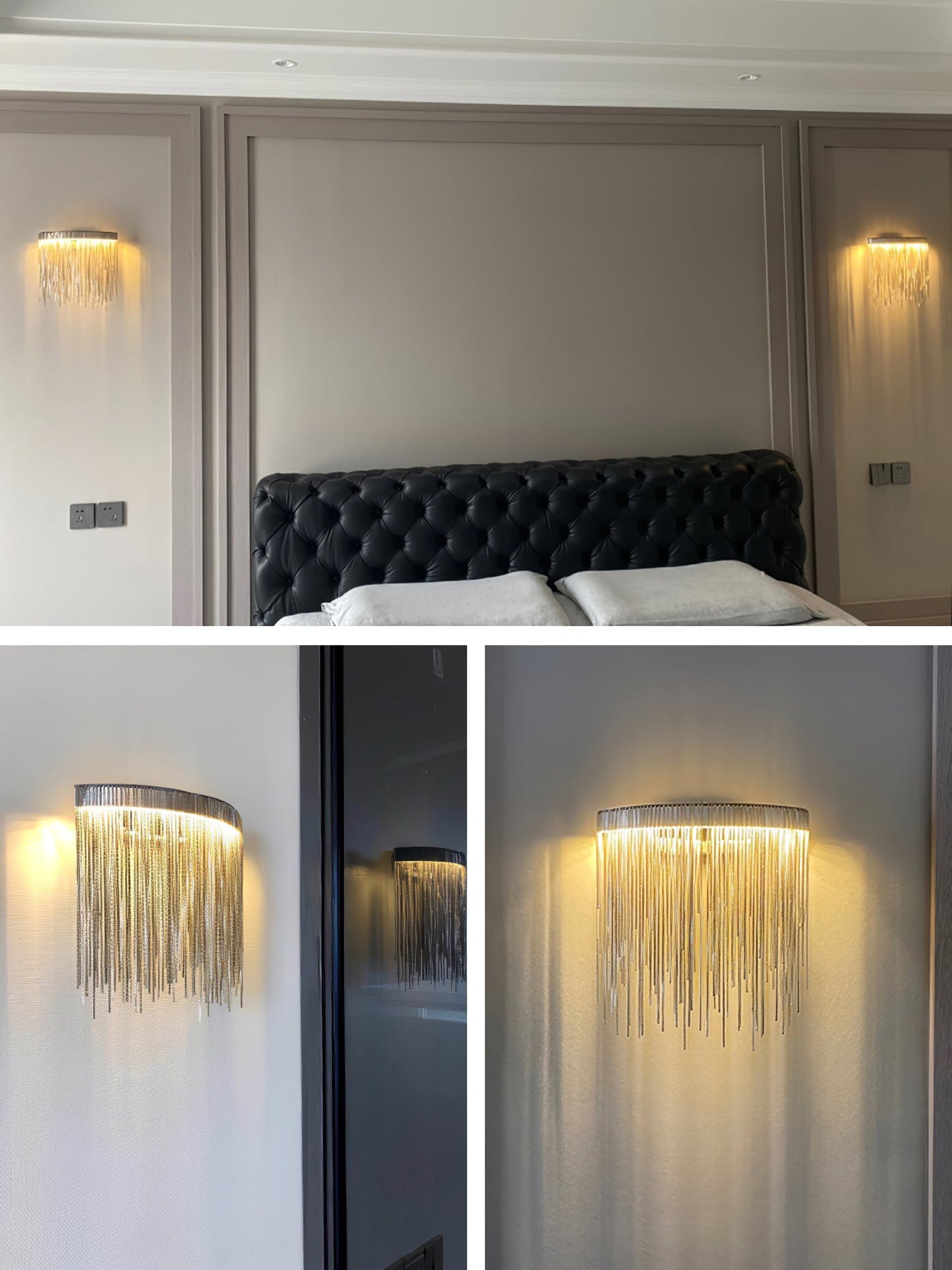 Cadena Tassel Wall Lamp with LED, Gold & Chrome Finish