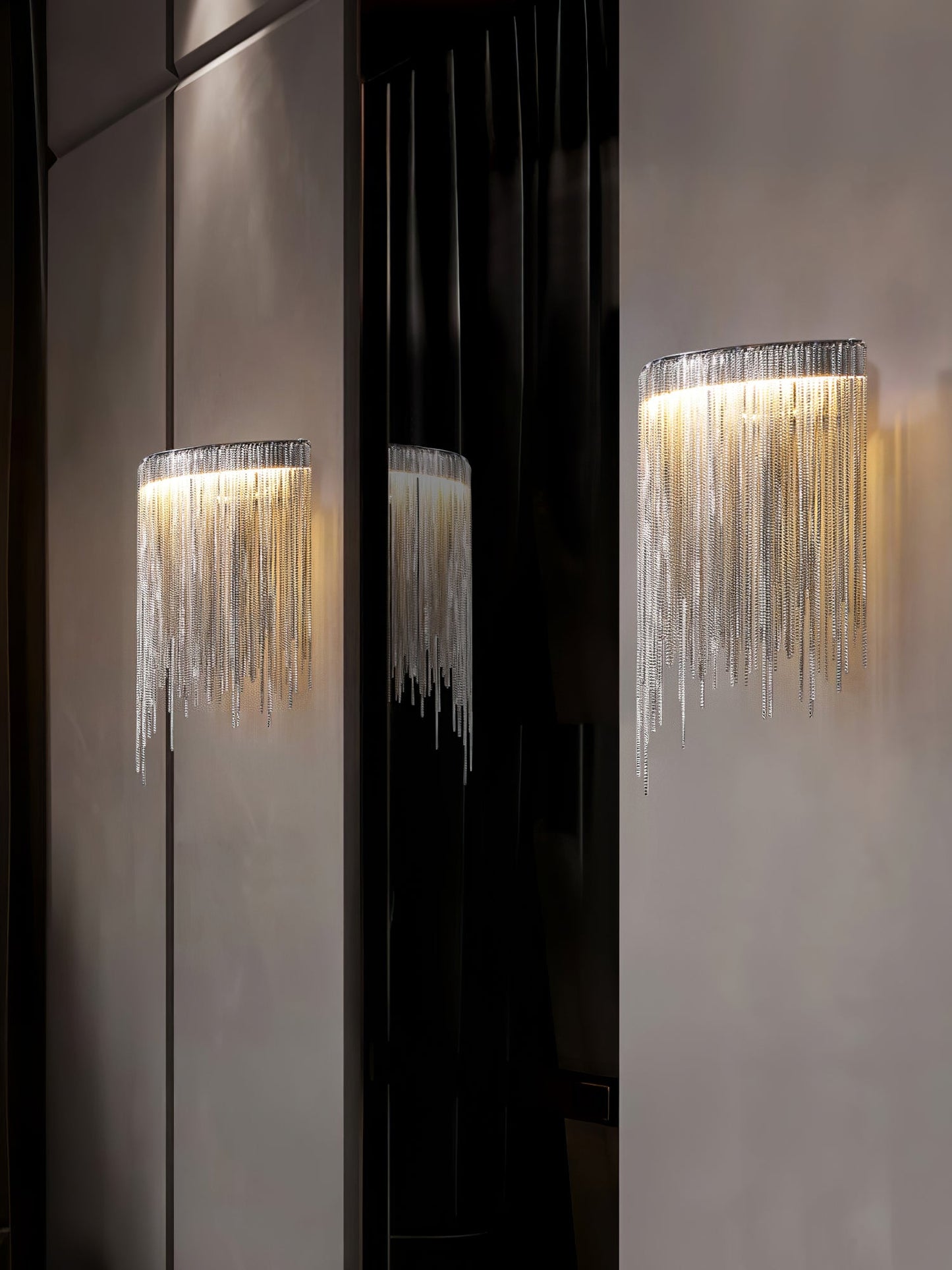 Cadena Tassel Wall Lamp with LED, Gold & Chrome Finish