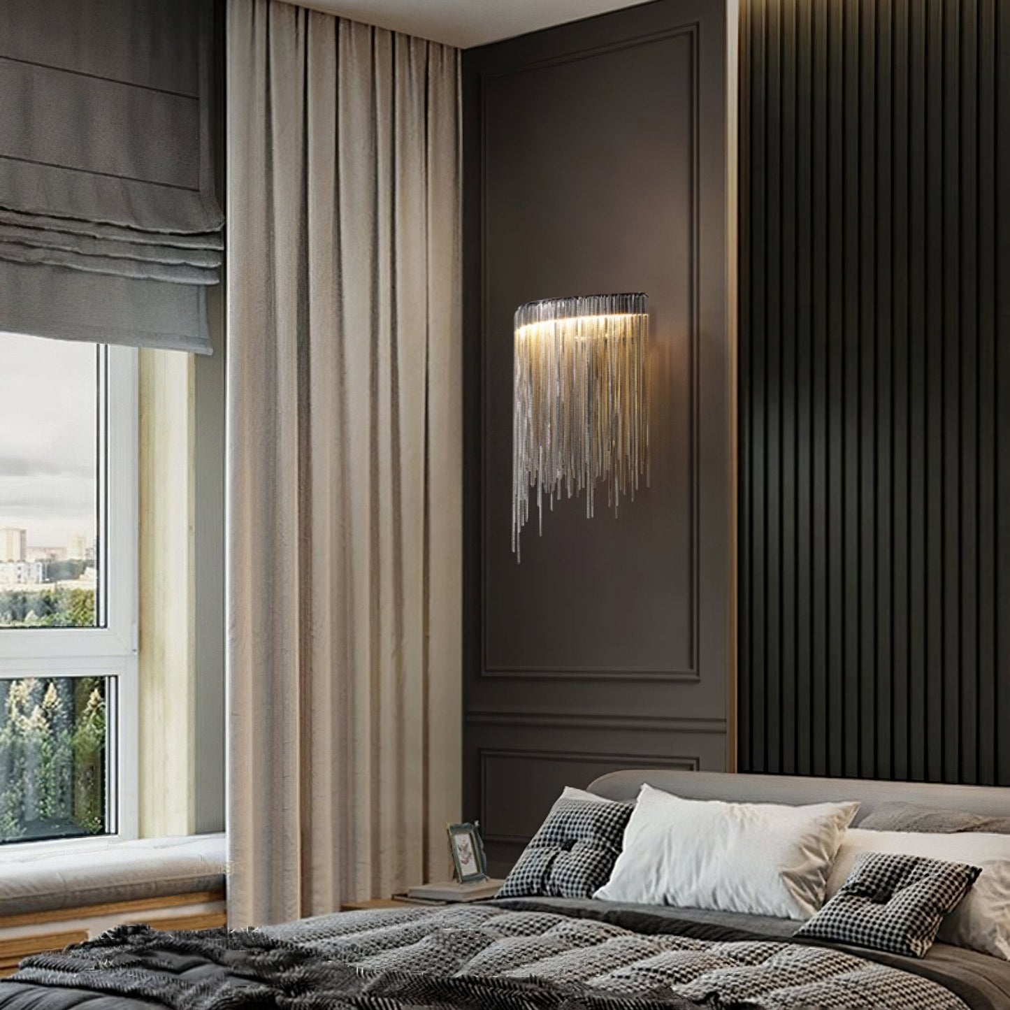 Cadena Tassel Wall Lamp with LED, Gold & Chrome Finish