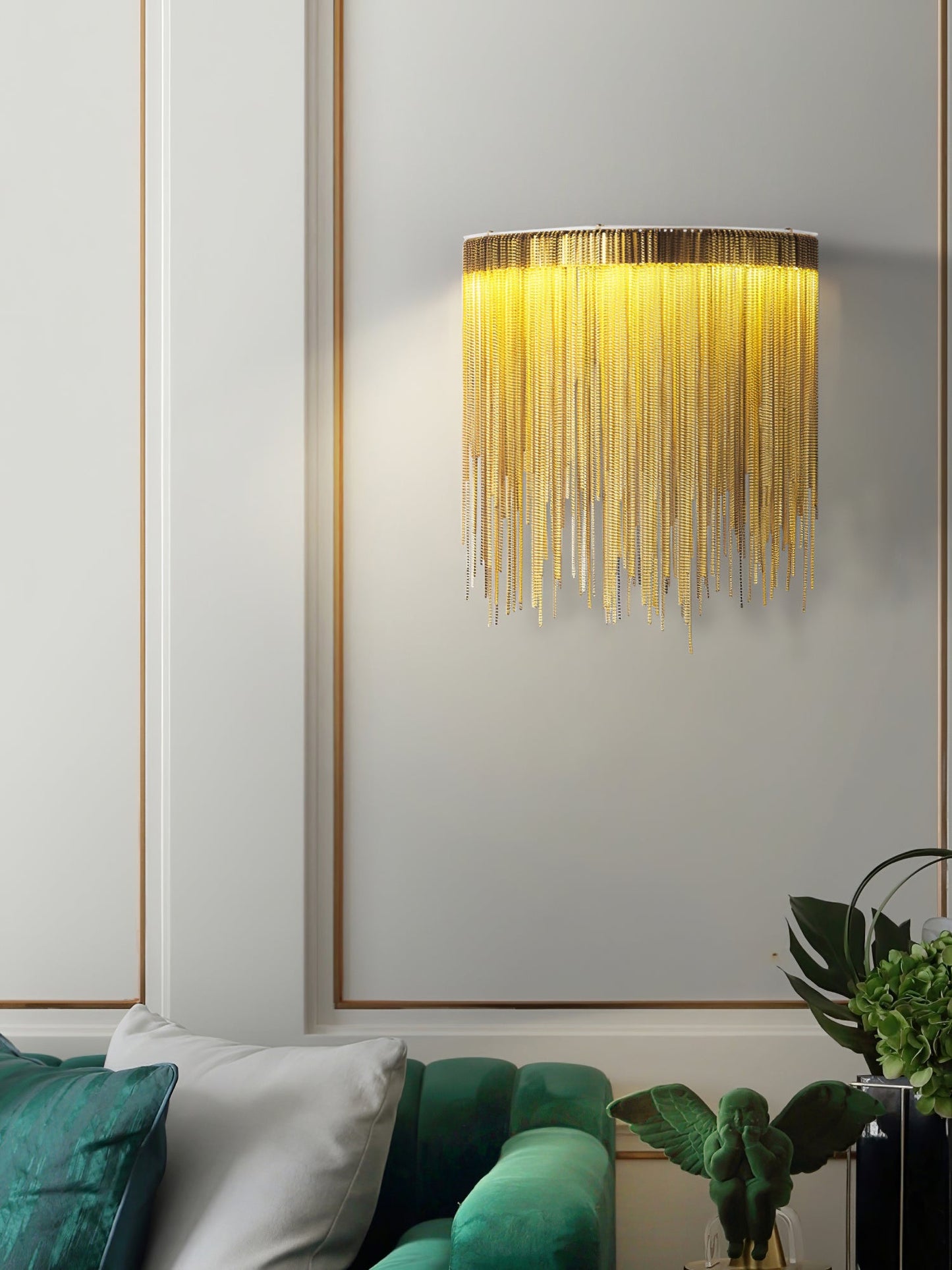 Cadena Tassel Wall Lamp with LED, Gold & Chrome Finish