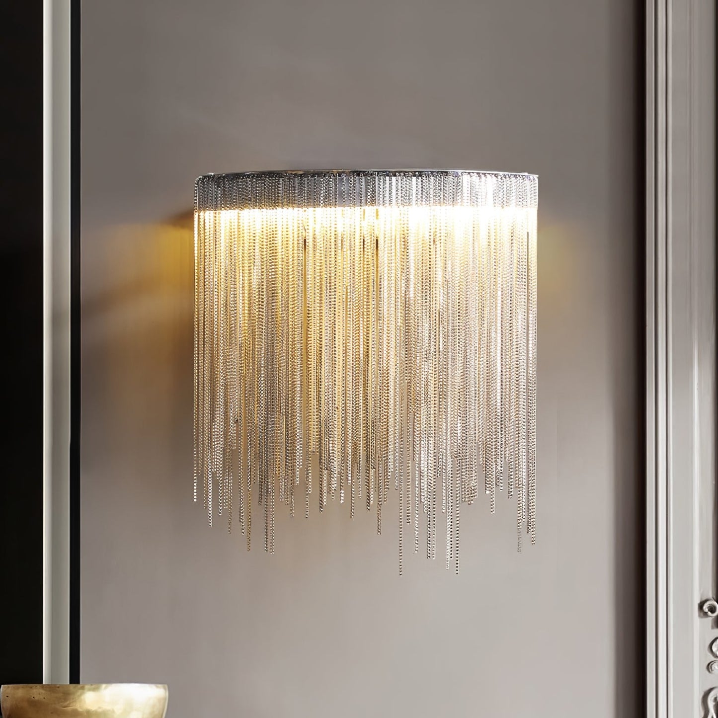 Cadena Tassel Wall Lamp with LED, Gold & Chrome Finish