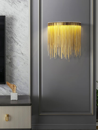 Cadena Tassel Wall Lamp with LED, Gold & Chrome Finish