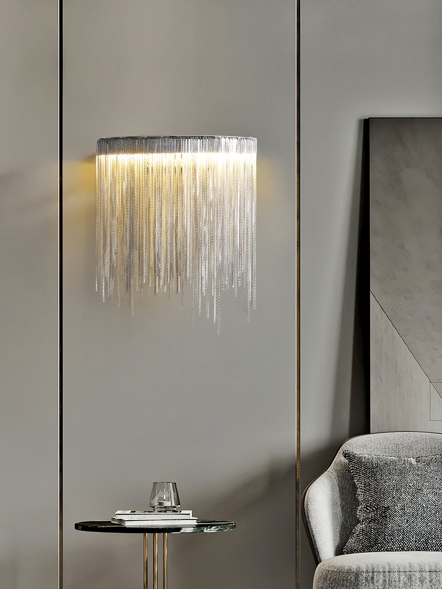 Cadena Tassel Wall Lamp with LED, Gold & Chrome Finish
