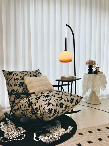 Cantilever Wood Accent Floor Lamp with Glass Shade and Table