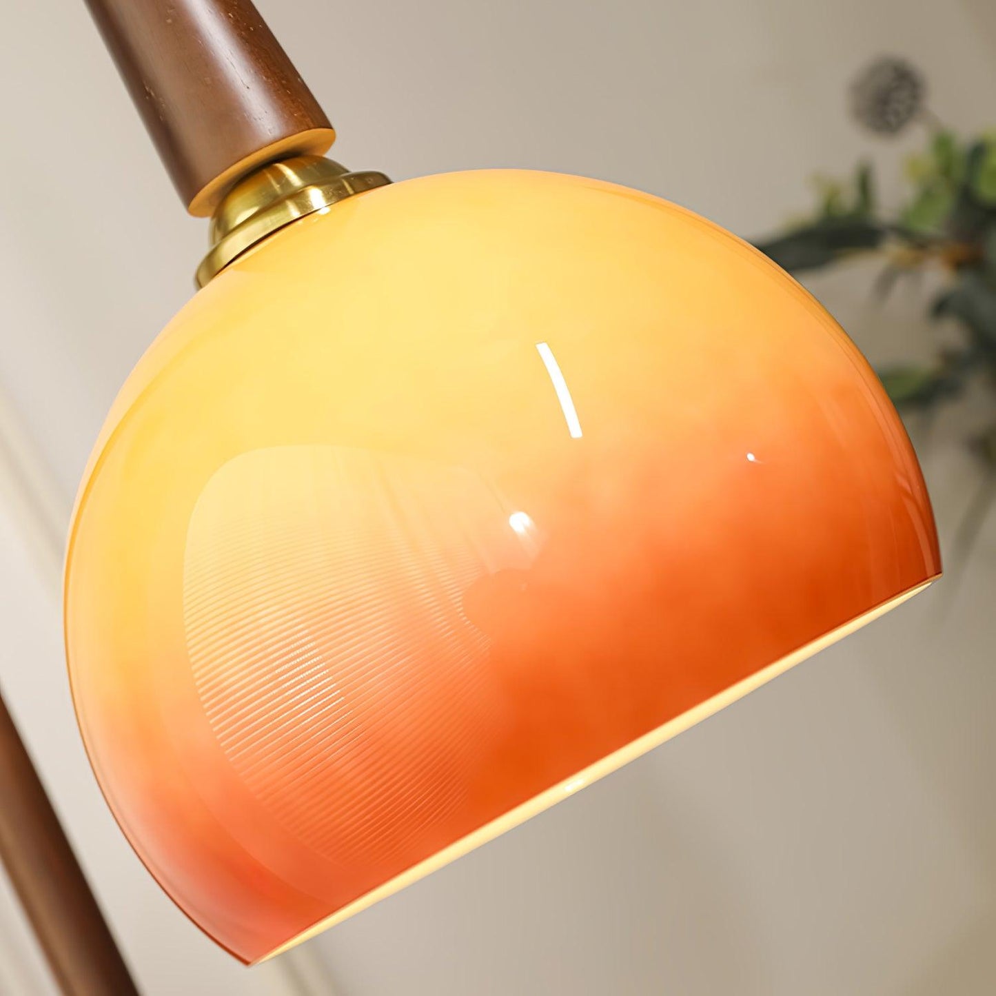 Cantilever Wood Accent Floor Lamp with Glass Shade and Table