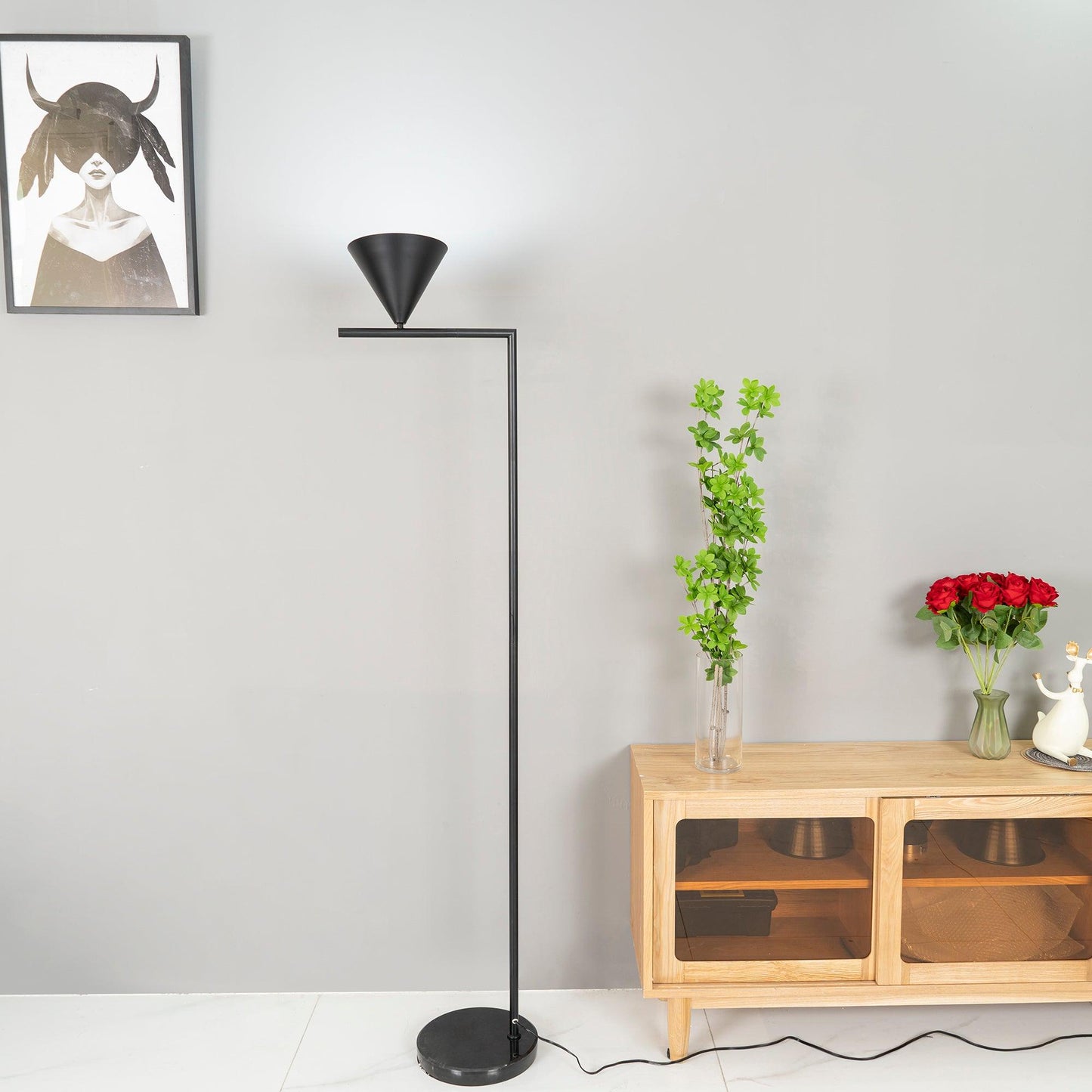 Captain Flint Floor Lamp with Marble Base and LED Light