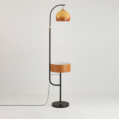 Caramel Arch Floor Lamp with Black Metal Base and LED Shade
