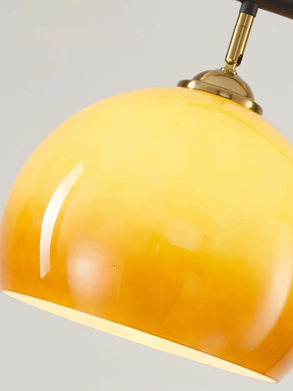 Caramel Arch Floor Lamp with Black Metal Base and LED Shade