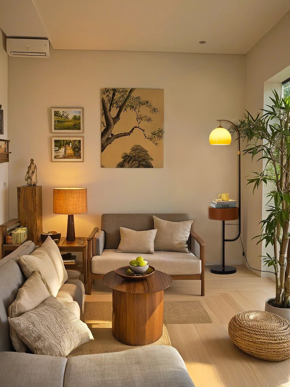 Caramel Arch Floor Lamp with Black Metal Base and LED Shade