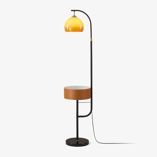 Caramel Arch Floor Lamp with Black Metal Base and LED Shade