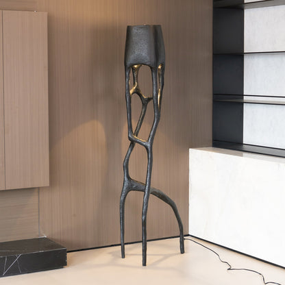 Gothic Sculpture Floor Lamp with LED Light - Black Design