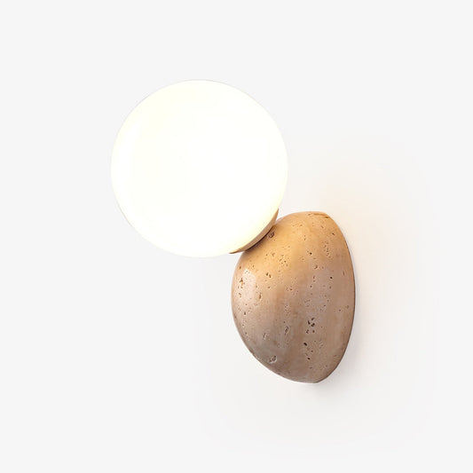 Celestial Travertine Wall Sconce with LED Glass Globe