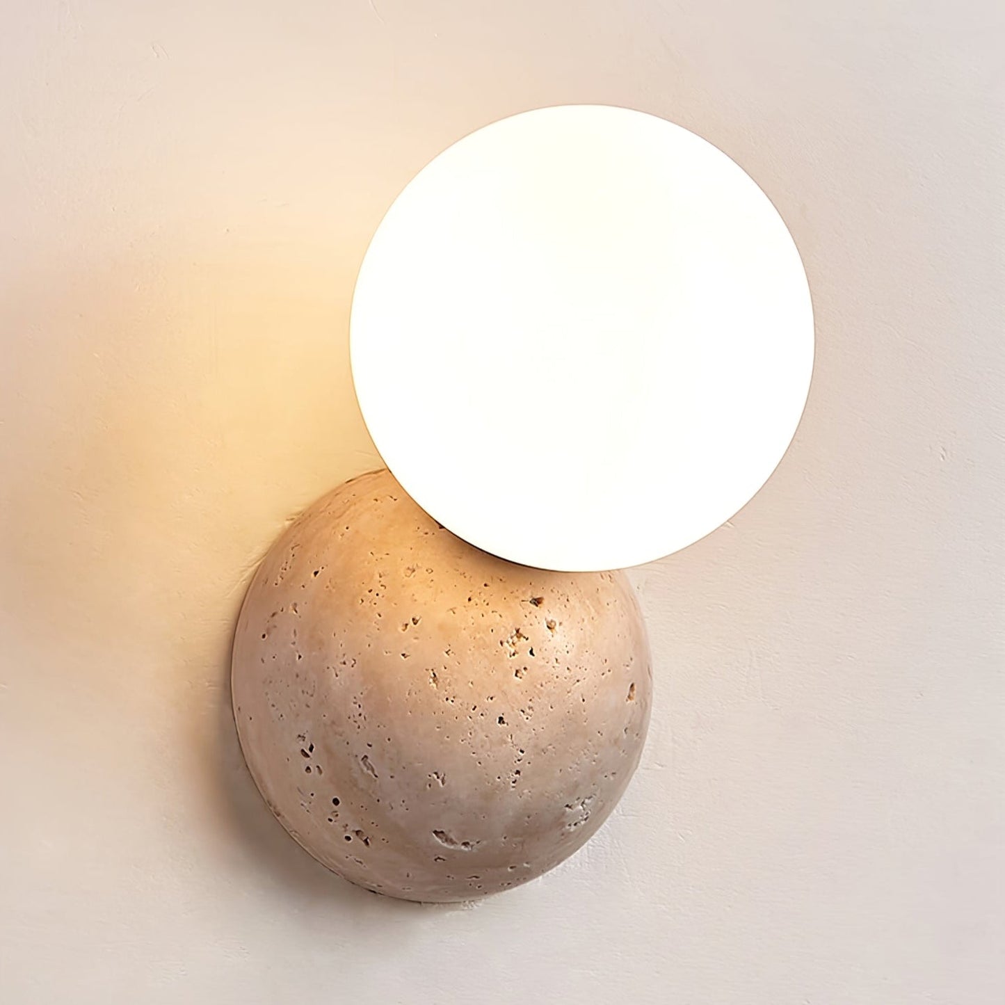 Celestial Travertine Wall Sconce with LED Glass Globe