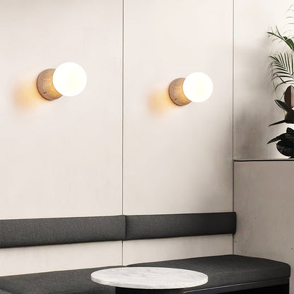 Celestial Travertine Wall Sconce with LED Glass Globe