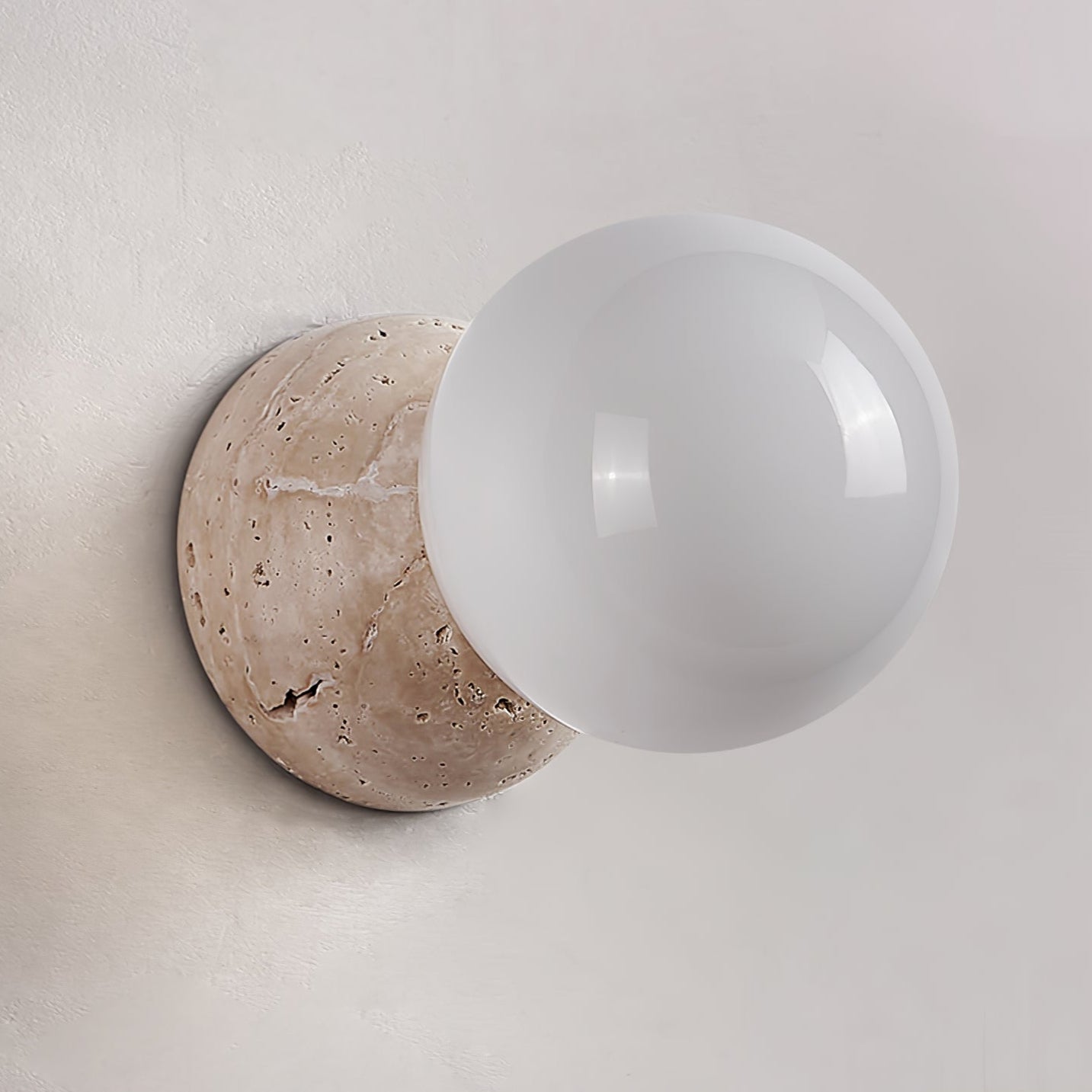 Celestial Travertine Wall Sconce with LED Glass Globe