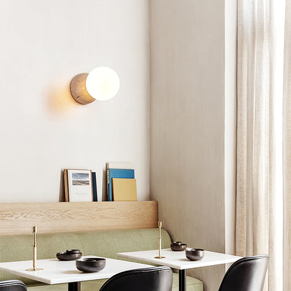 Celestial Travertine Wall Sconce with LED Glass Globe