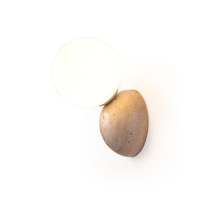 Celestial Travertine Wall Sconce with LED Glass Globe