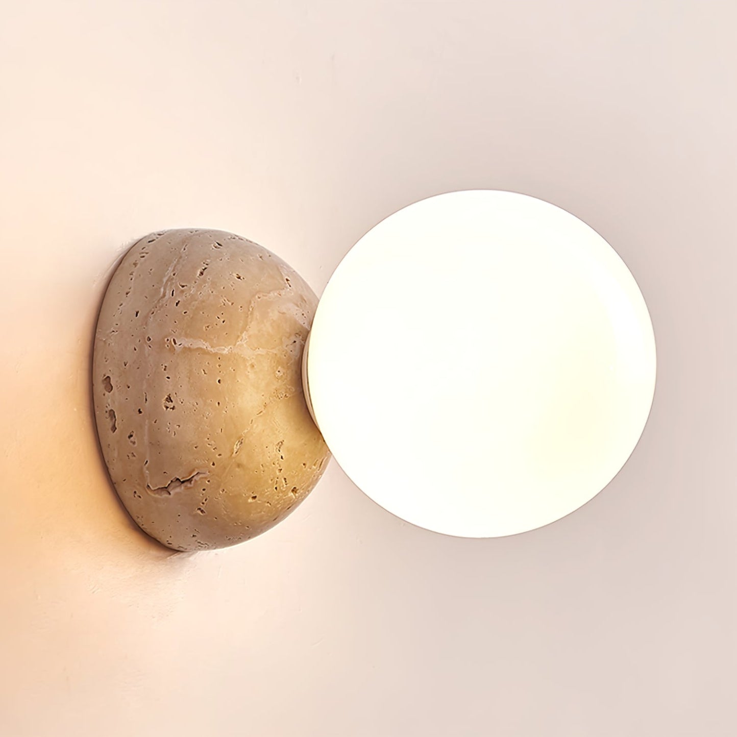 Celestial Travertine Wall Sconce with LED Glass Globe