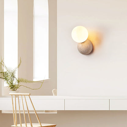 Celestial Travertine Wall Sconce with LED Glass Globe
