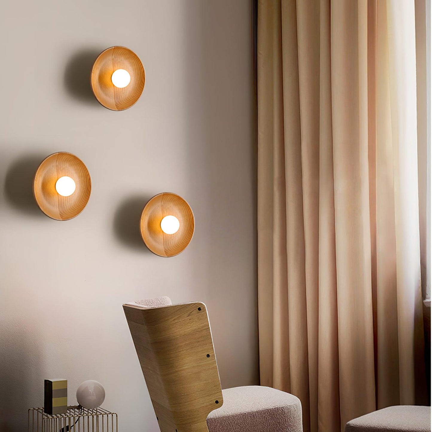 Centric Wall Lamp Set of 2 LED Indoor Lighting Wood Design