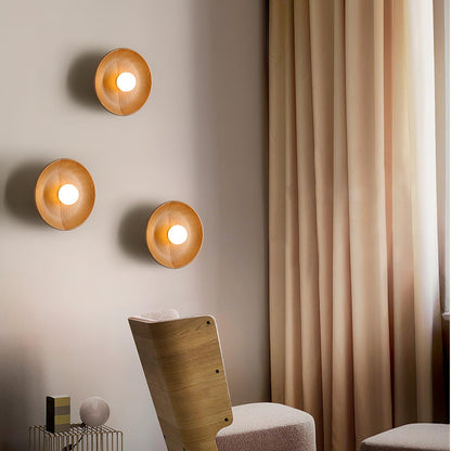 Centric Wall Lamp Set of 2 LED Indoor Lighting Wood Design