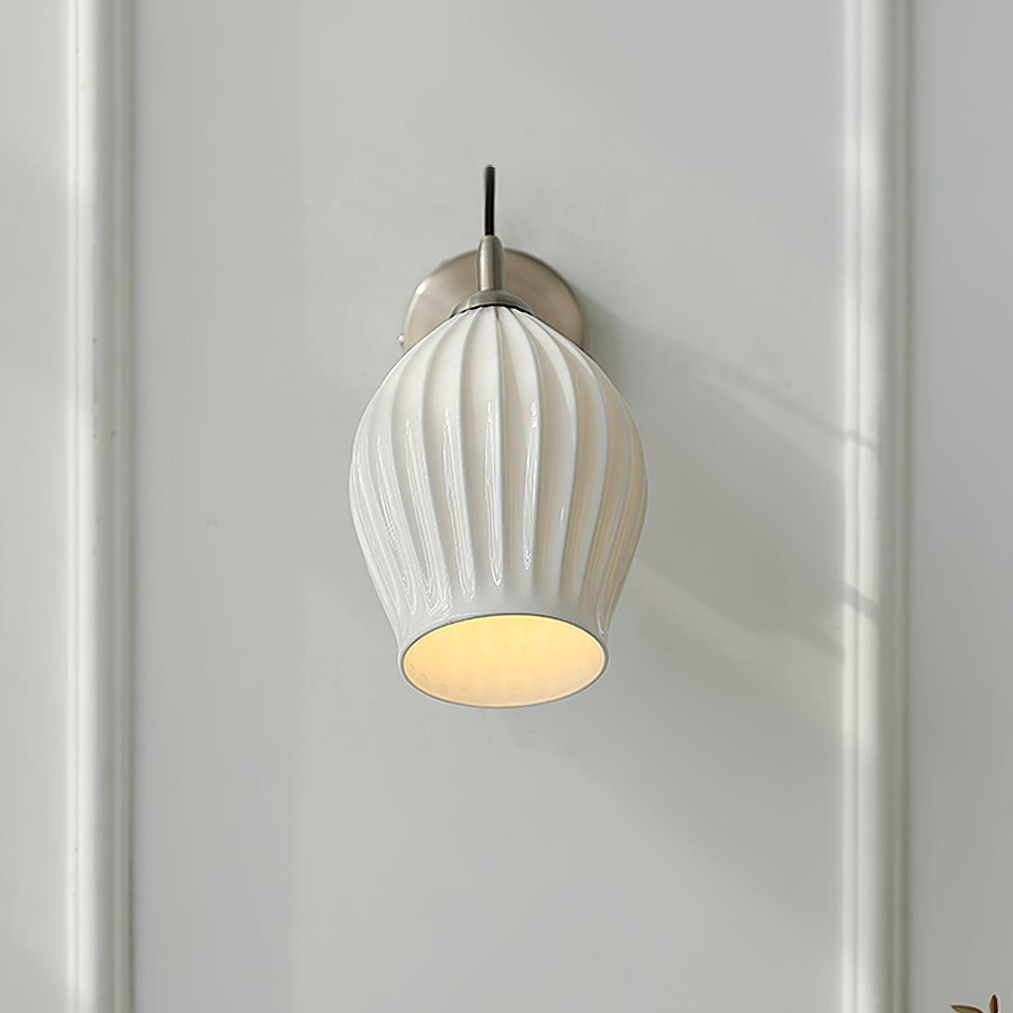 Ceramic Ribbed Wall Light - Handmade Bone China Shade