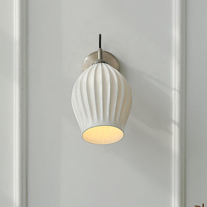 Ceramic Ribbed Wall Light - Handmade Bone China Shade