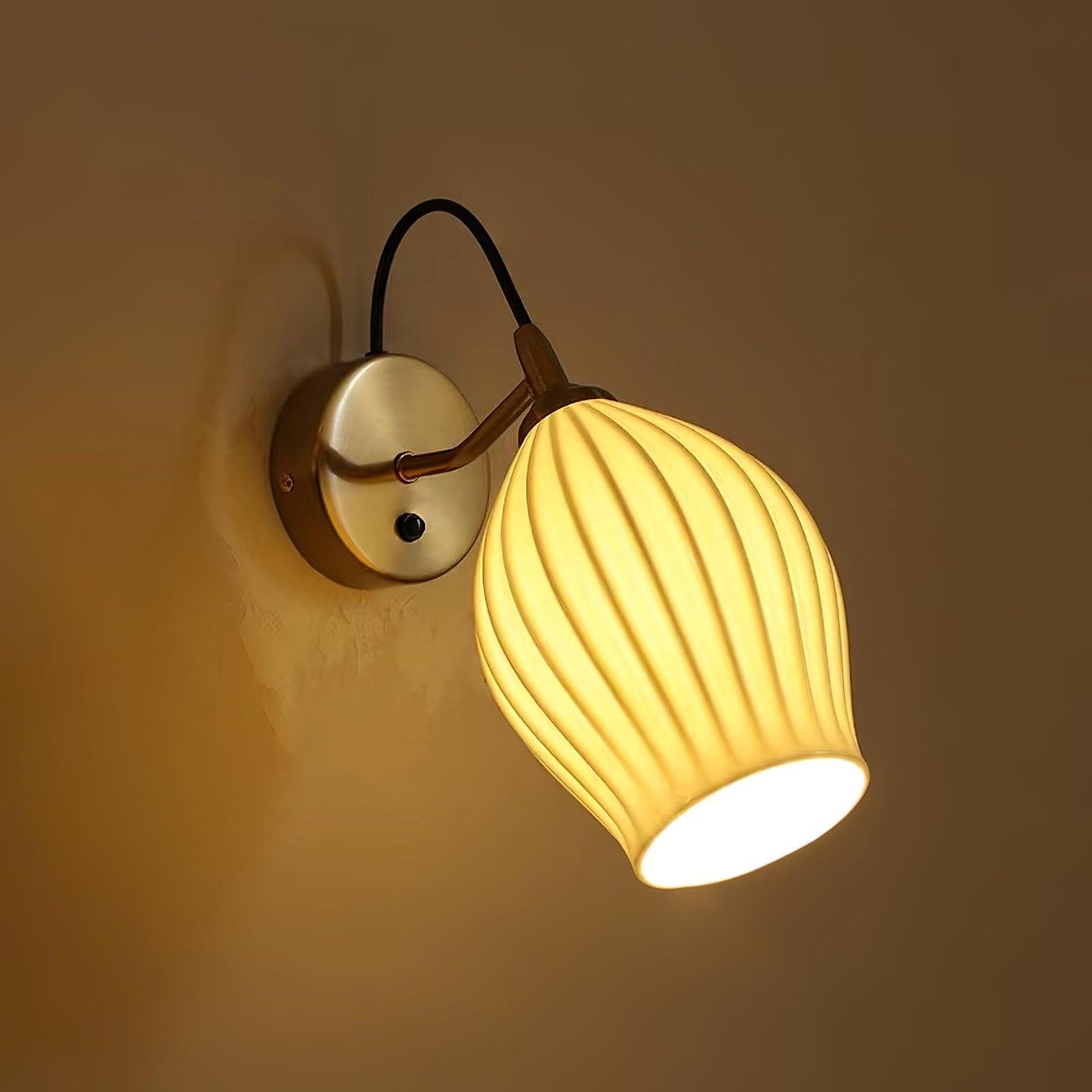 Ceramic Ribbed Wall Light - Handmade Bone China Shade