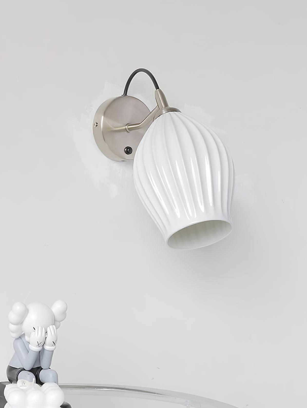 Ceramic Ribbed Wall Light - Handmade Bone China Shade
