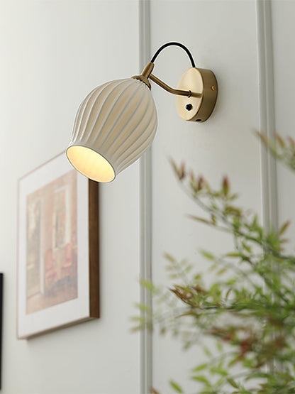 Ceramic Ribbed Wall Light - Handmade Bone China Shade