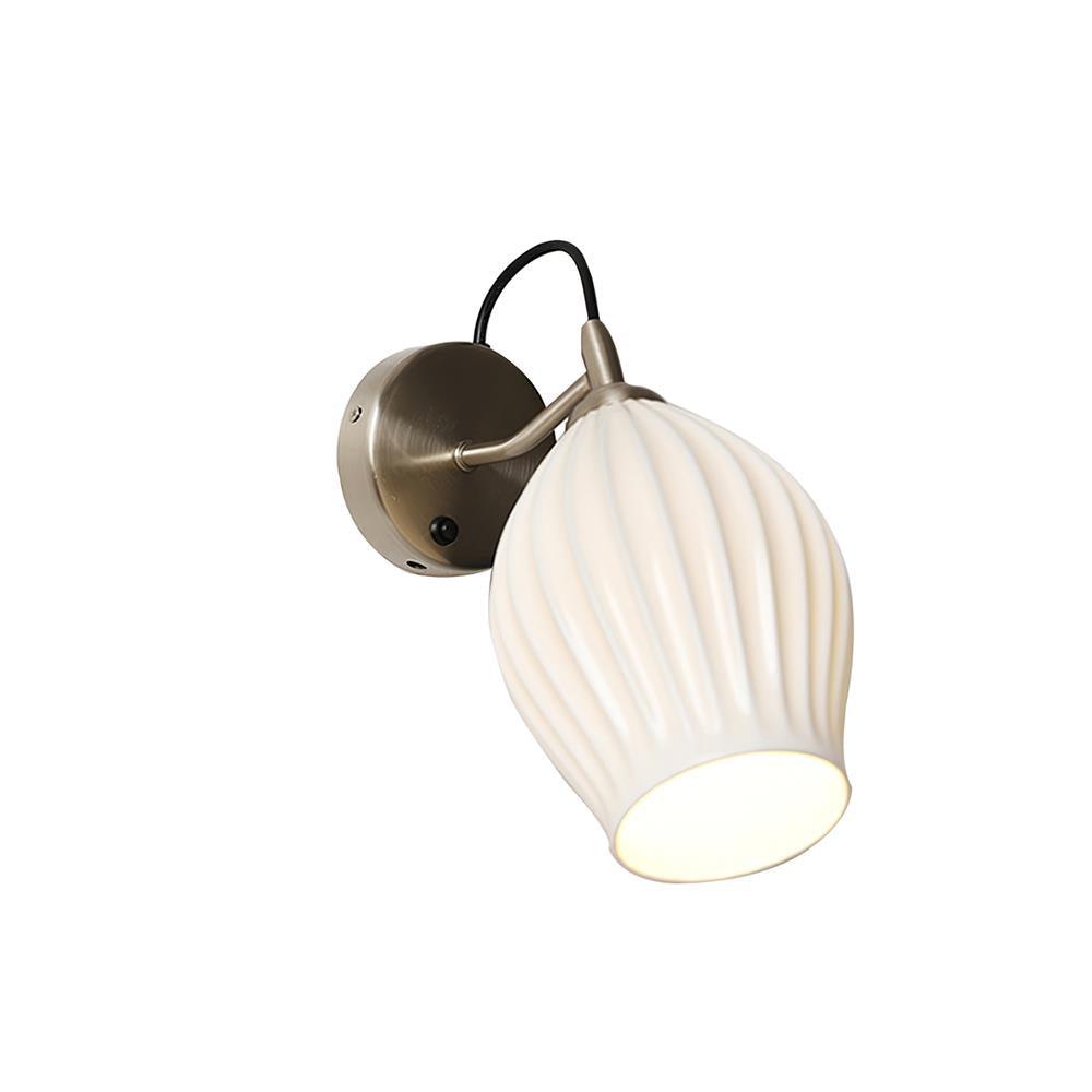Ceramic Ribbed Wall Light - Handmade Bone China Shade