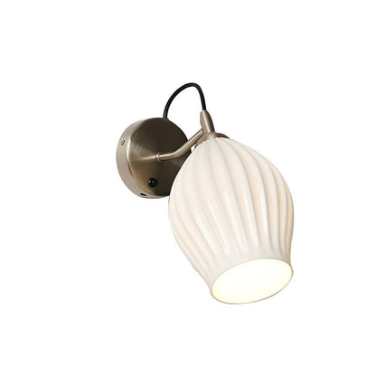 Ceramic Ribbed Wall Light - Handmade Bone China Shade