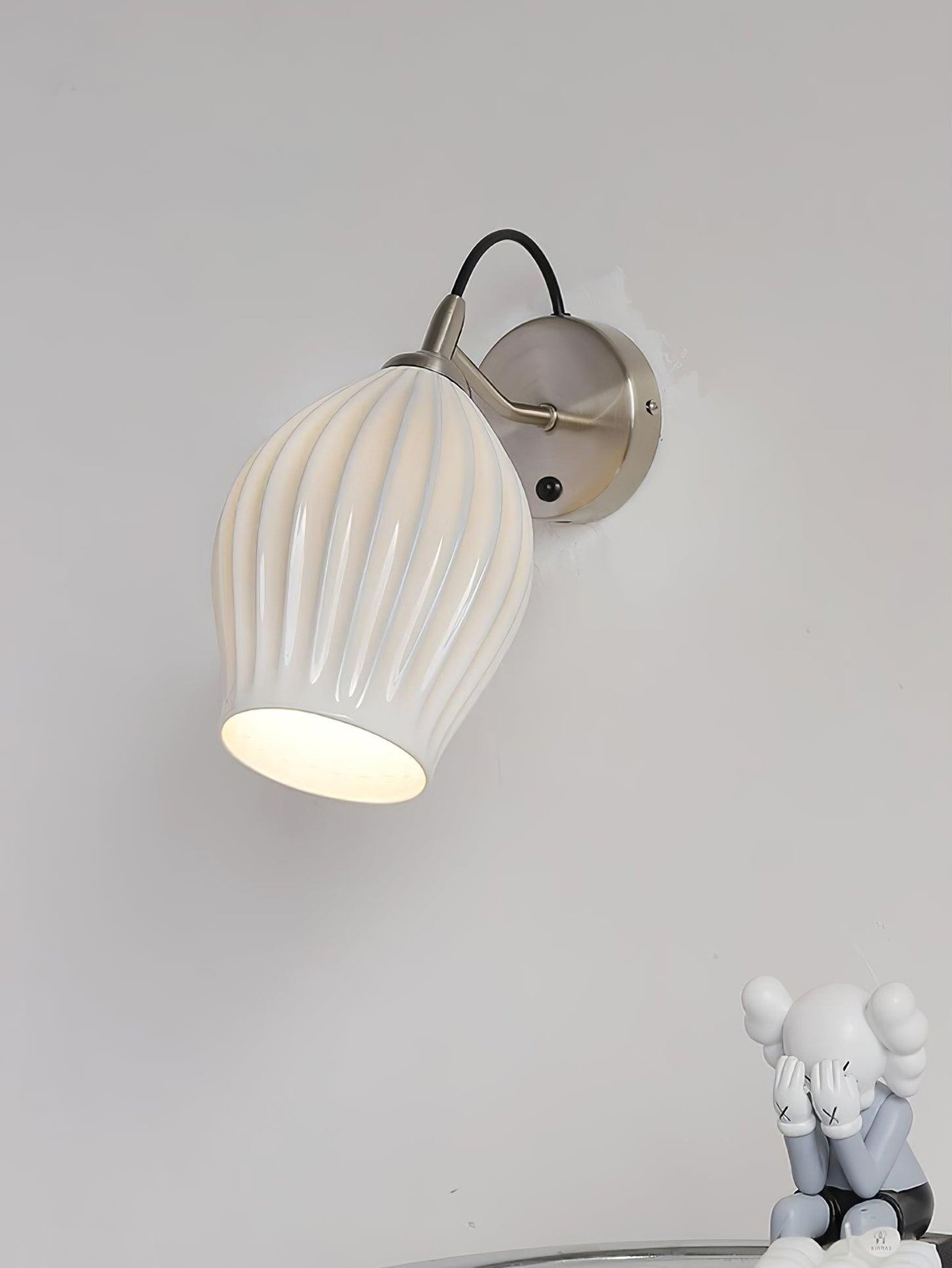 Ceramic Ribbed Wall Light - Handmade Bone China Shade