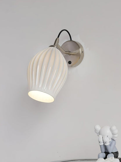 Ceramic Ribbed Wall Light - Handmade Bone China Shade