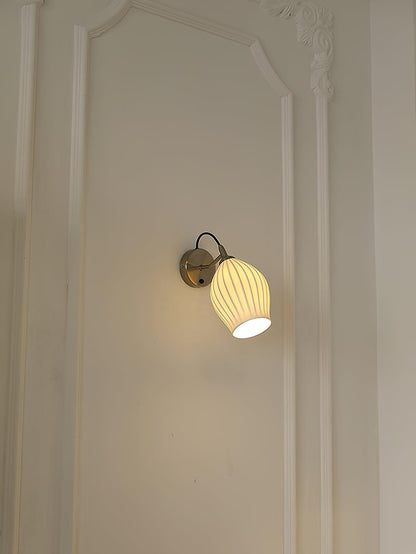 Ceramic Ribbed Wall Light - Handmade Bone China Shade