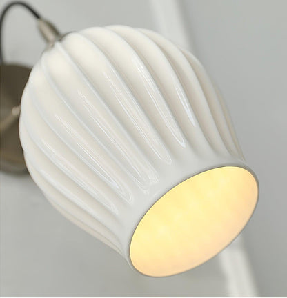 Ceramic Ribbed Wall Light - Handmade Bone China Shade