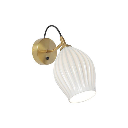 Ceramic Ribbed Wall Light - Handmade Bone China Shade