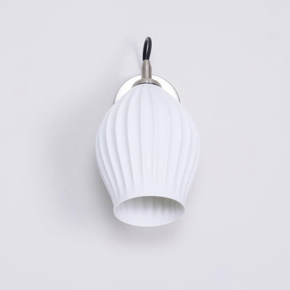 Ceramic Ribbed Wall Light - Handmade Bone China Shade