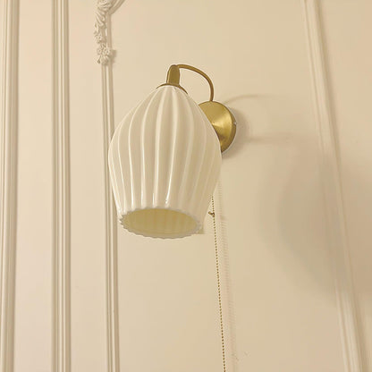 Ceramic Ribbed Wall Light - Handmade Bone China Shade