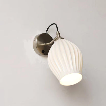 Ceramic Ribbed Wall Light - Handmade Bone China Shade