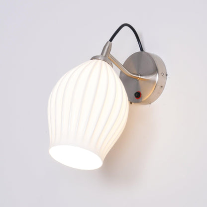 Ceramic Ribbed Wall Light - Handmade Bone China Shade