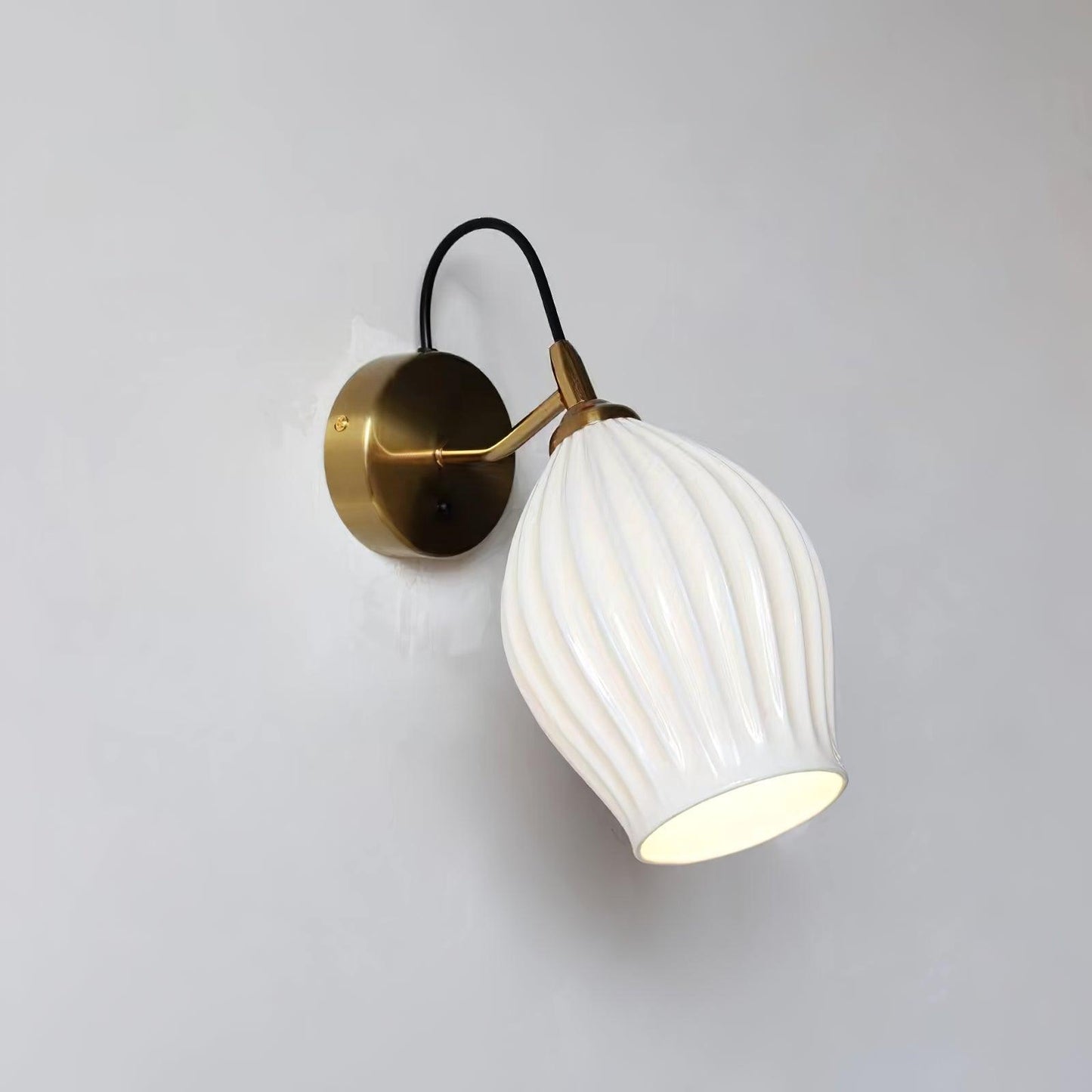 Ceramic Ribbed Wall Light - Handmade Bone China Shade