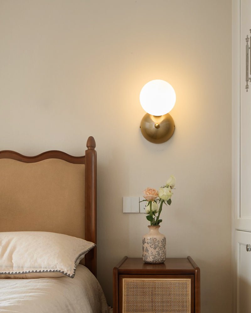 Ceres Wall Lamp Gold LED Indoor Light with Glass Shade