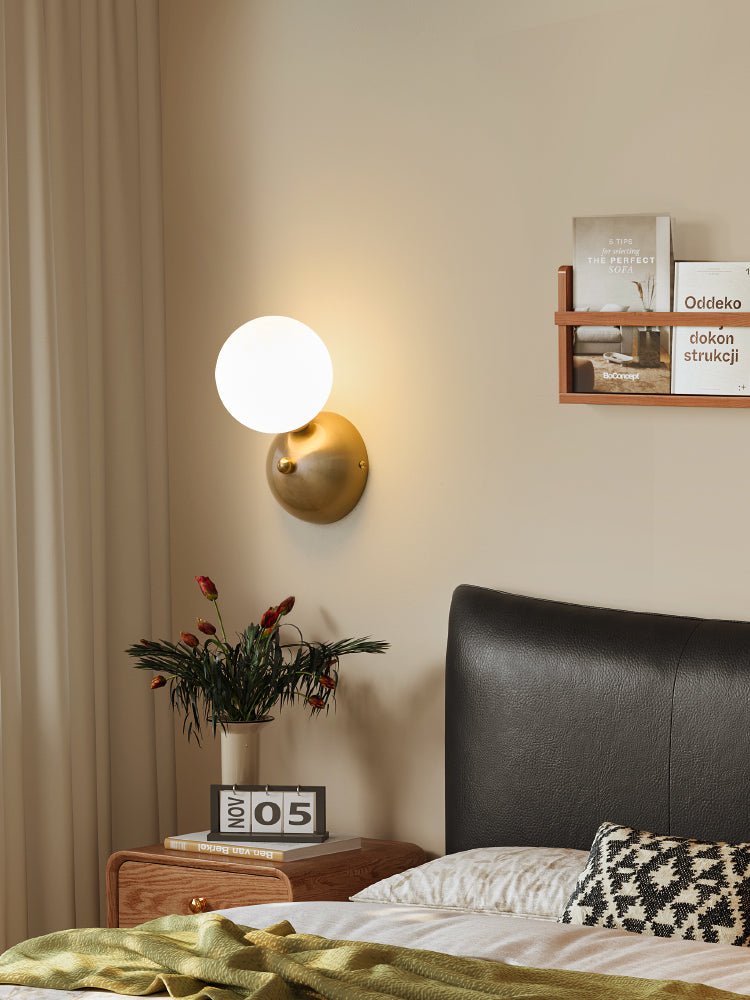 Ceres Wall Lamp Gold LED Indoor Light with Glass Shade