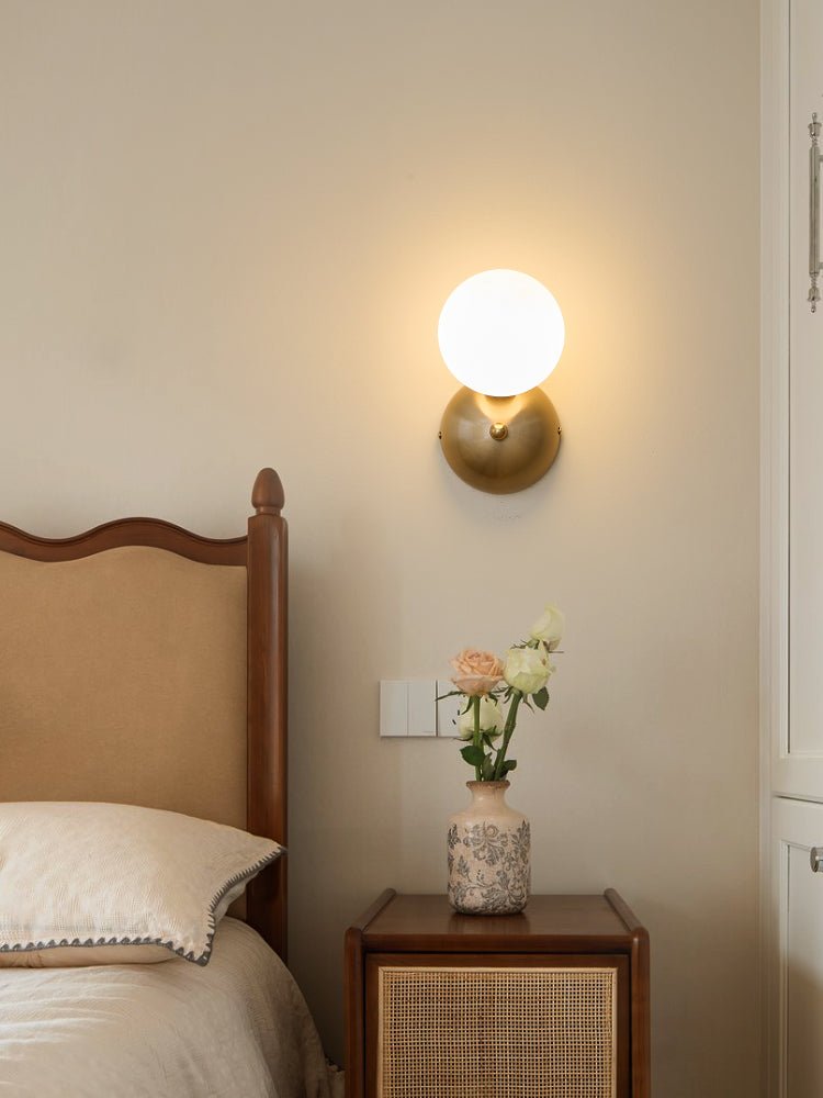 Ceres Wall Lamp Gold LED Indoor Light with Glass Shade